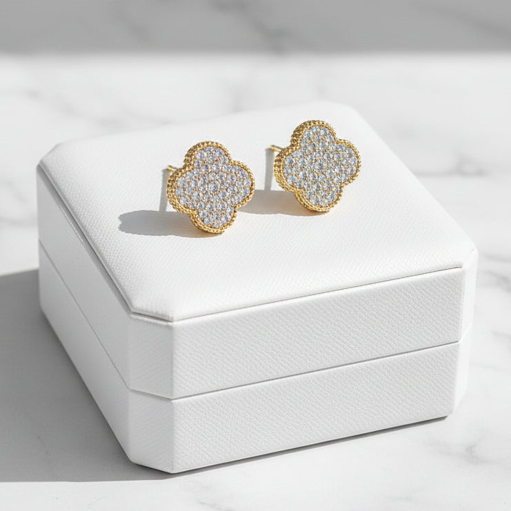 Pave Clover Earring