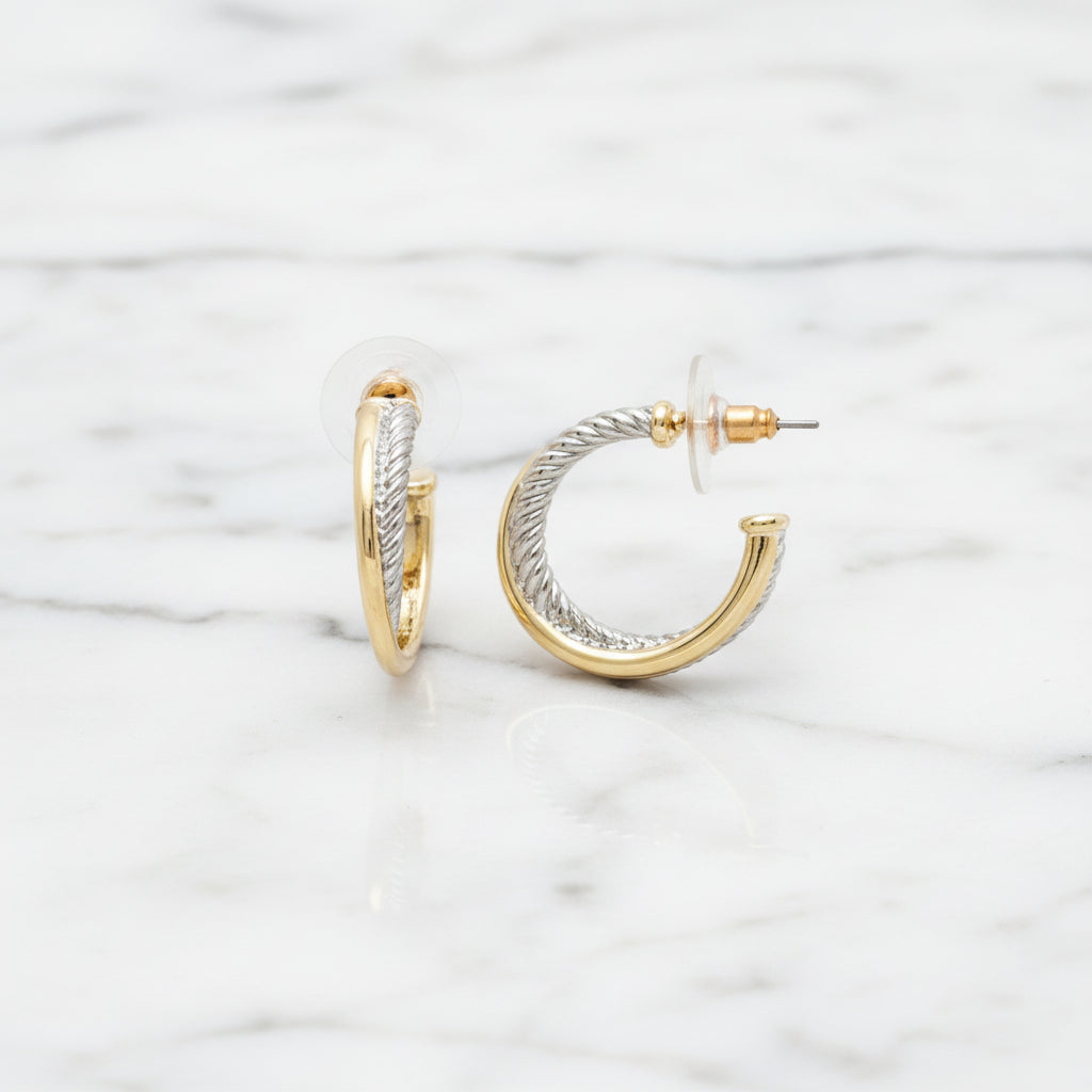 Two Tone Cable Earring