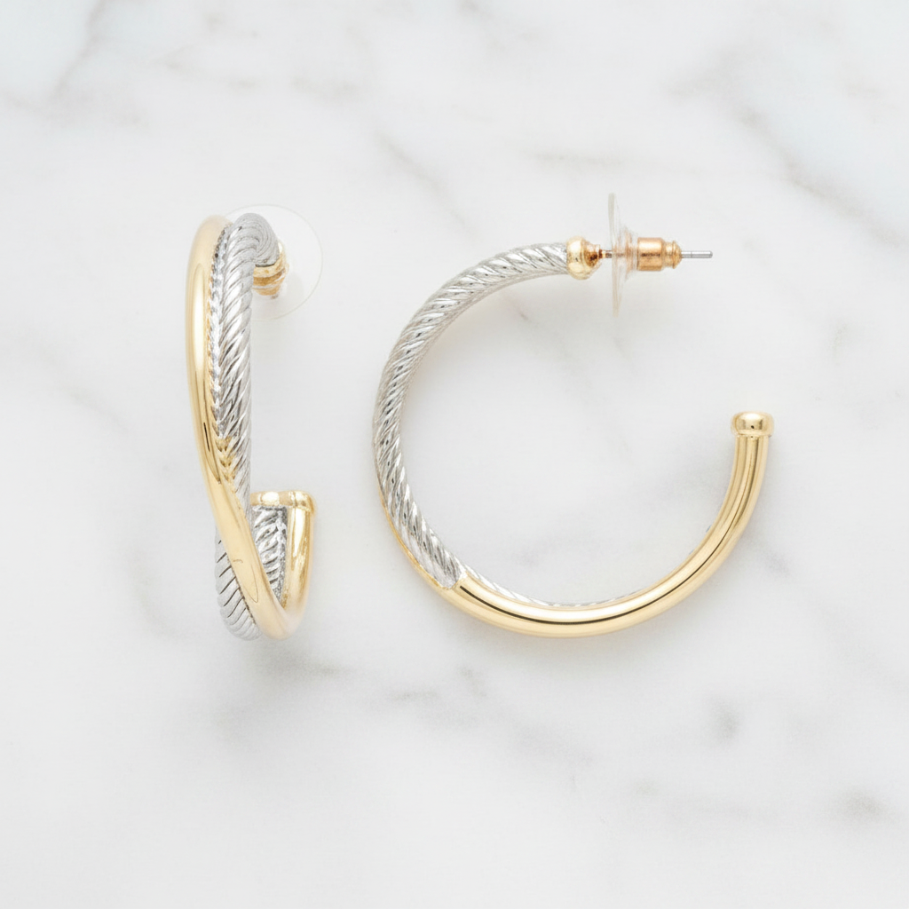 Two Tone Cable Earring