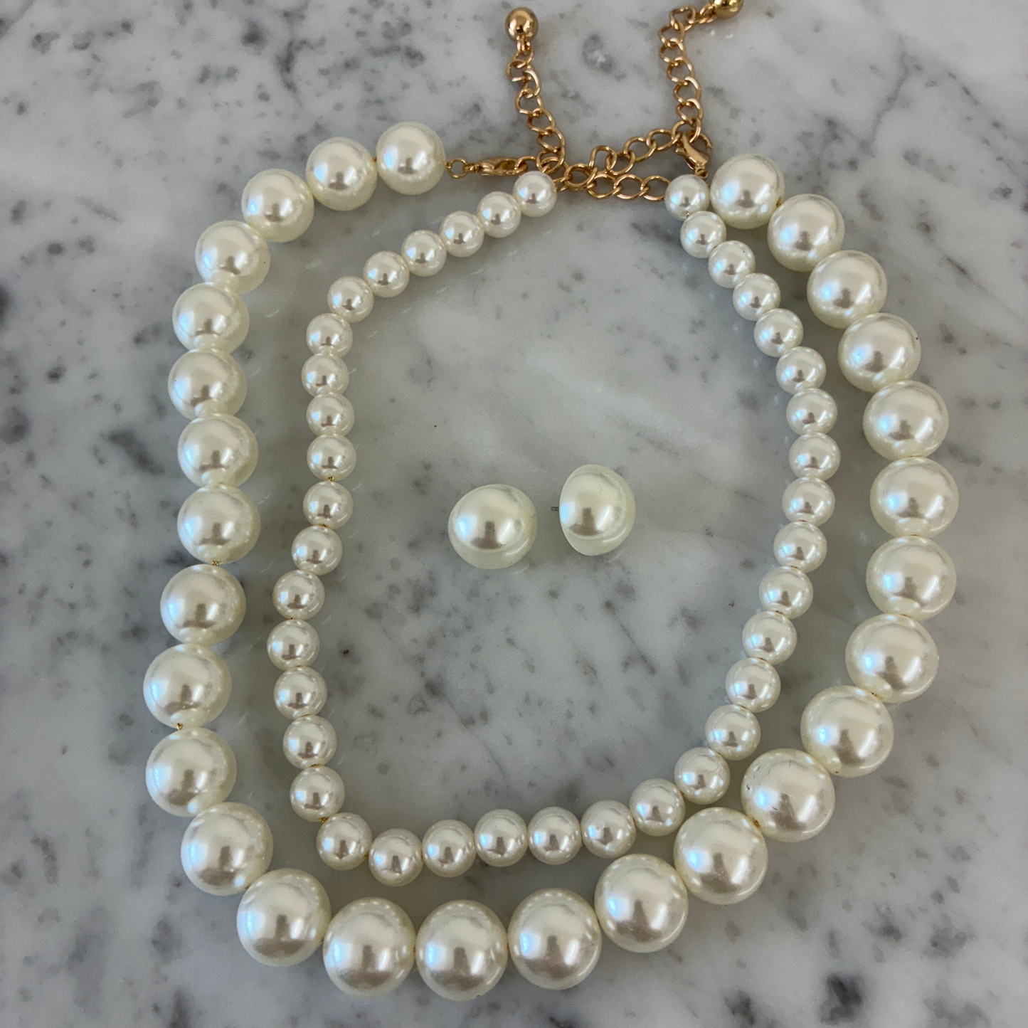 Double Strand Pearl Necklace Set