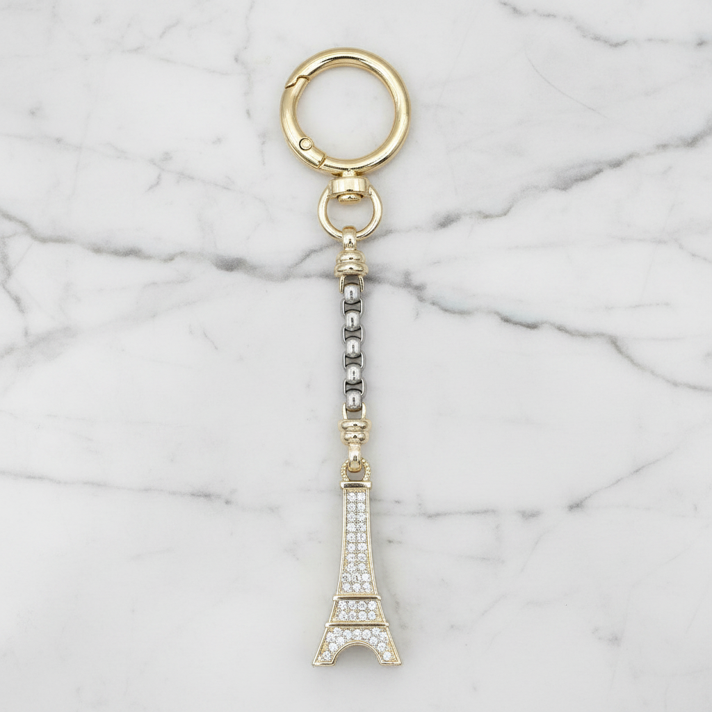 Two Tone Pave Eiffel Tower Bag Charm