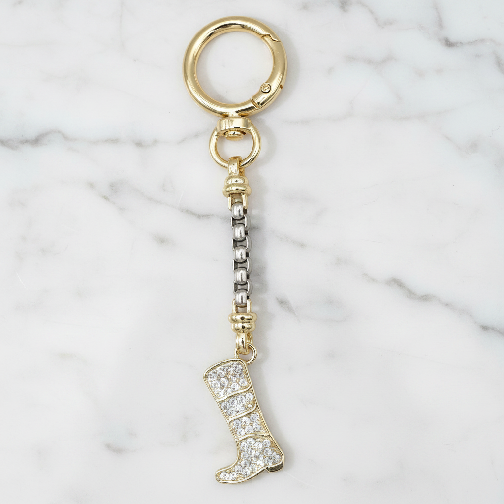 Two Tone Pave Italian Boot Bag Charm