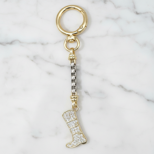 Two Tone Pave Italian Boot Bag Charm