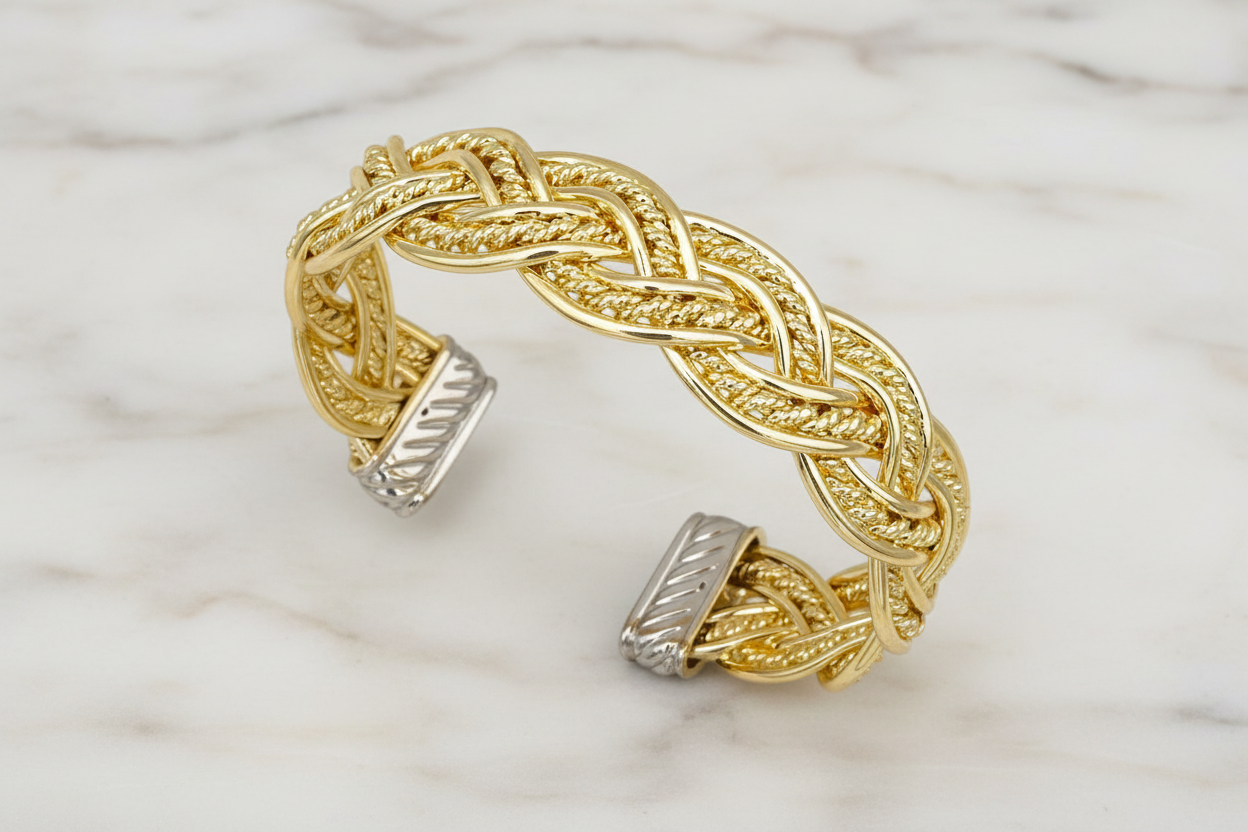 Gold 2-Row Braid Bangle