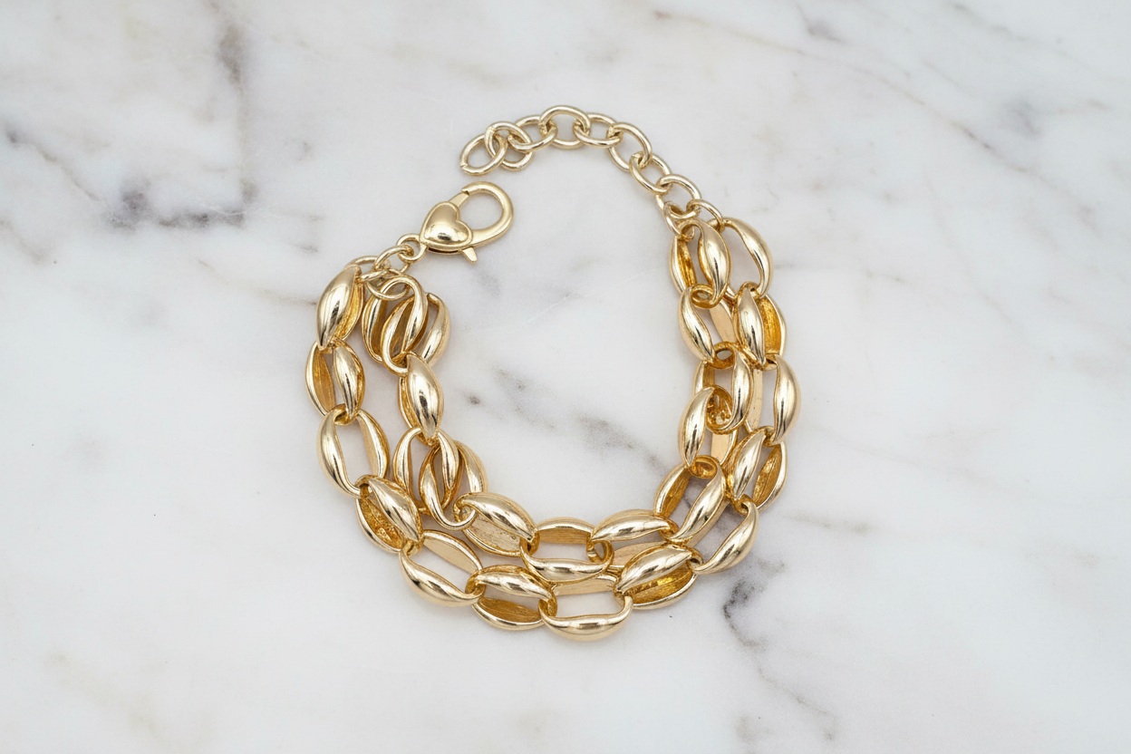 Gold 2-Strand Oval Links Bracelet