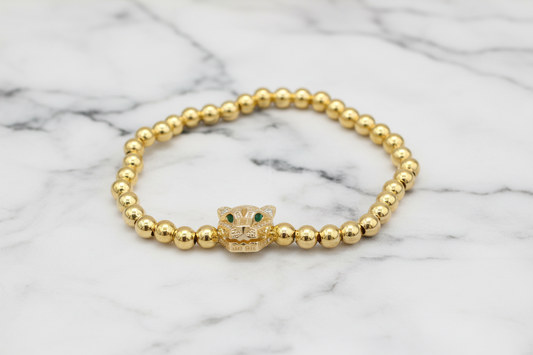 Gold Bead Panther Bracelet