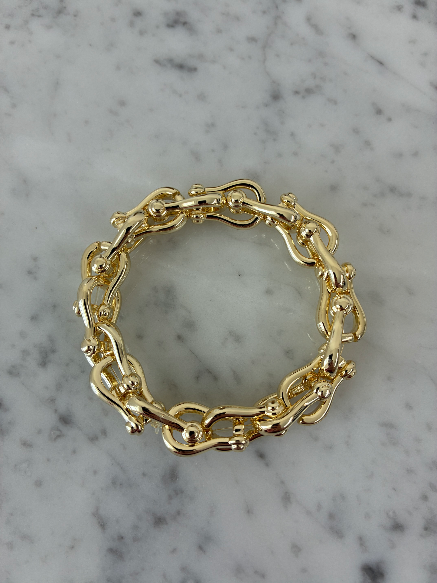 Gold Horse Bit Stretch Bracelet