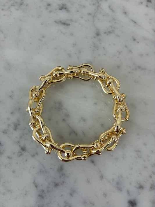 Gold Horse Bit Stretch Bracelet