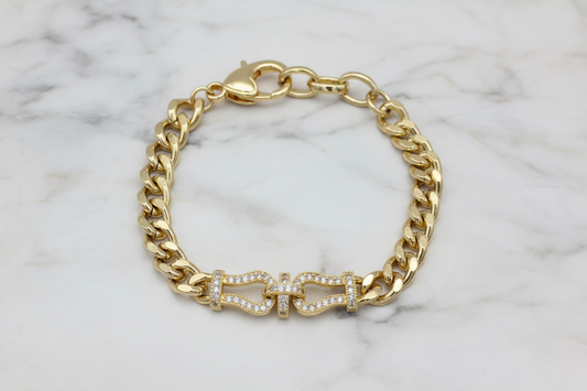 Gold Pave Cuban Link Bracelet