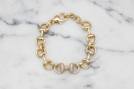 Gold Pave Horse Bit Bracelet