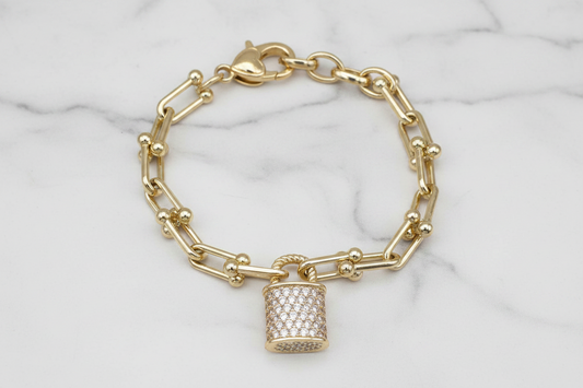 Gold Pave Lock Bracelet