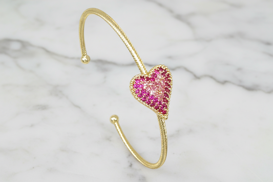 Gold Rose Pave Heart Bracelet