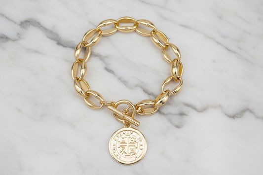 Gold Spanish Coin Bracelet w/ Toggle