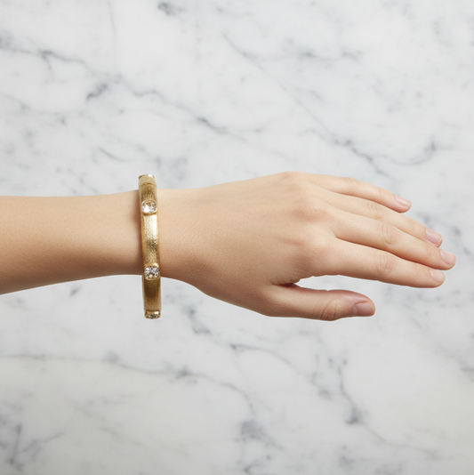 Matte Gold Crystal CZ Bangle