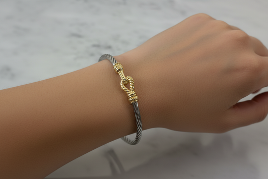 Silver Bangle w/Gold Buckle