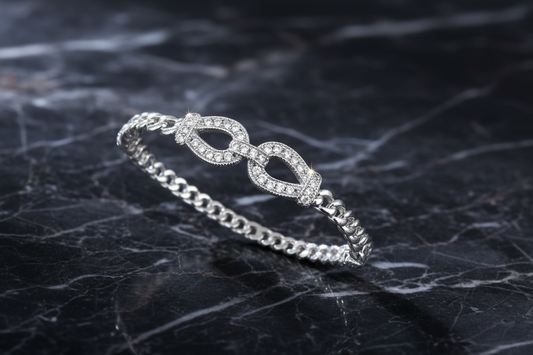 Silver Pave Horse Bit Bangle