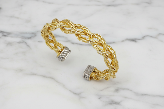 Two Tone 1/2" Braided Bangle