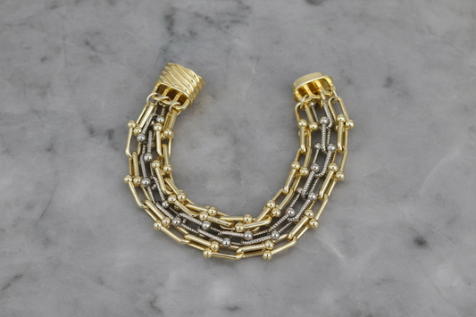 Two Tone 3-Row Hardware Mag. Bracelet