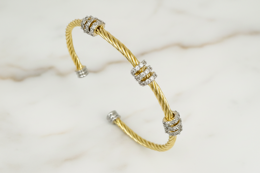 Two Tone Cable 3-Row Bracelet