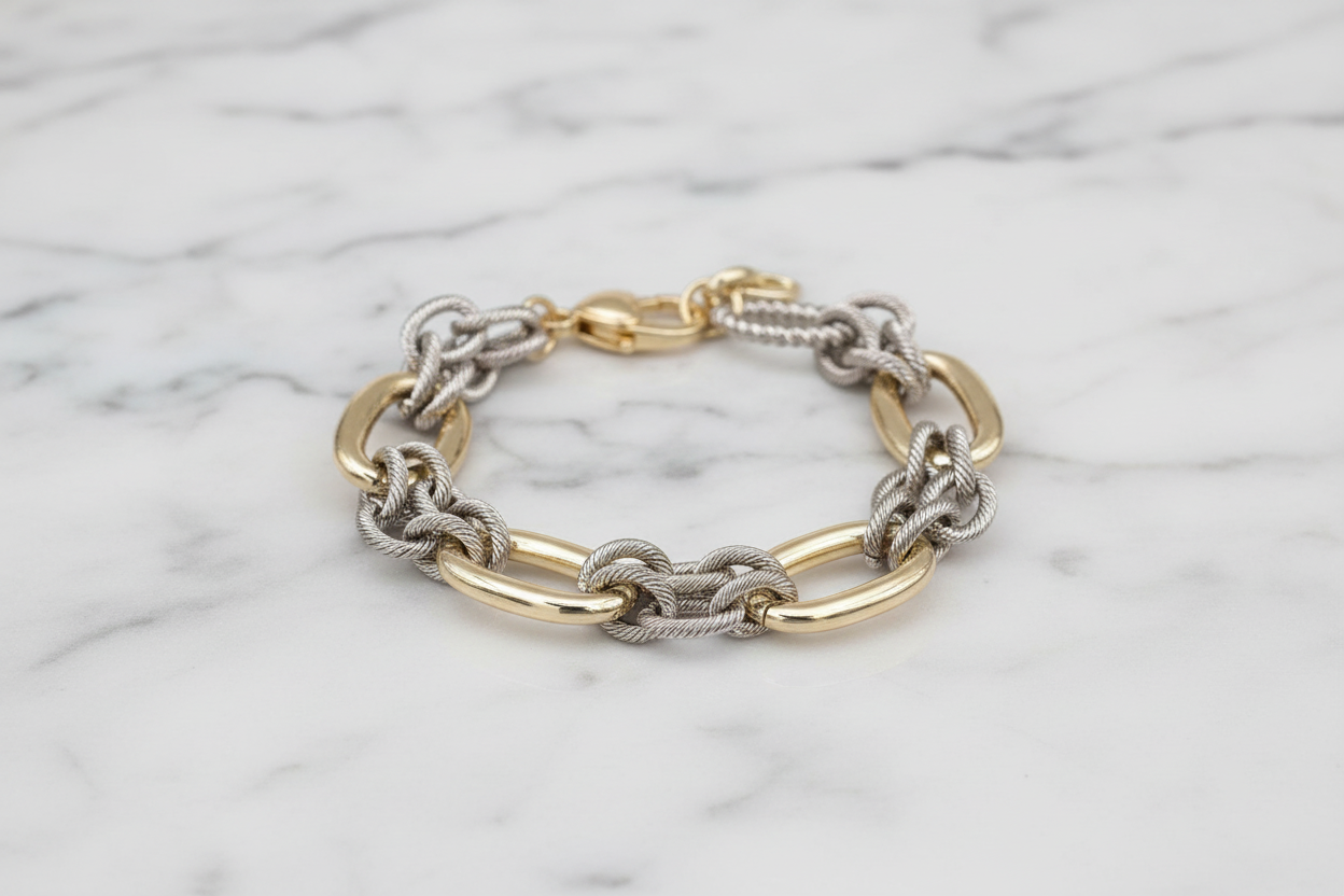 Two Tone Oval Links  Bracelet