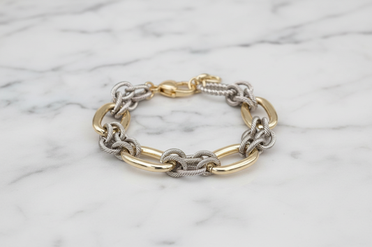 Two Tone Oval Links  Bracelet