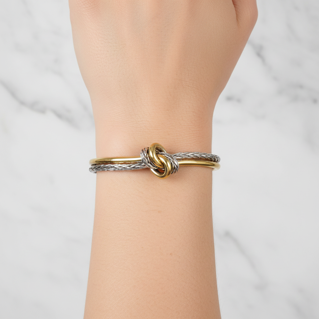 Two Tone Ponytail Knot Bangle