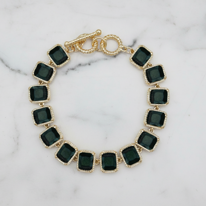 Gold Rectangle CZ Bracelet