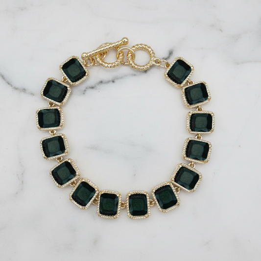 Gold Rectangle CZ Bracelet