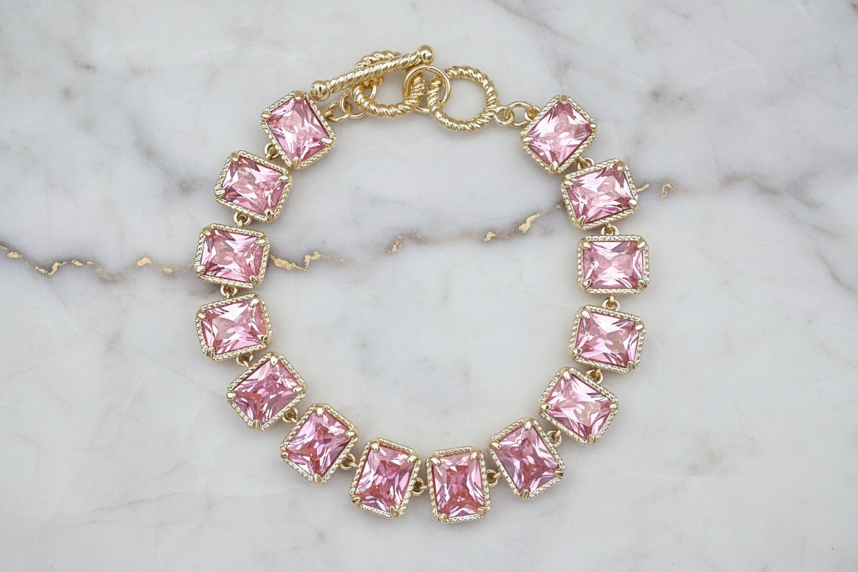 Gold Rectangle CZ Bracelet