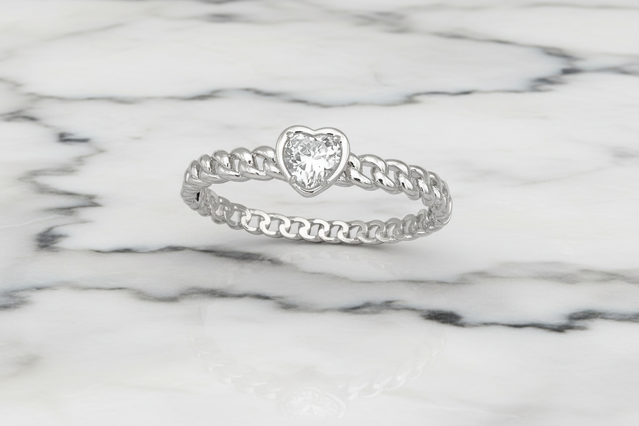 Cuban Link CZ Heart Bangle