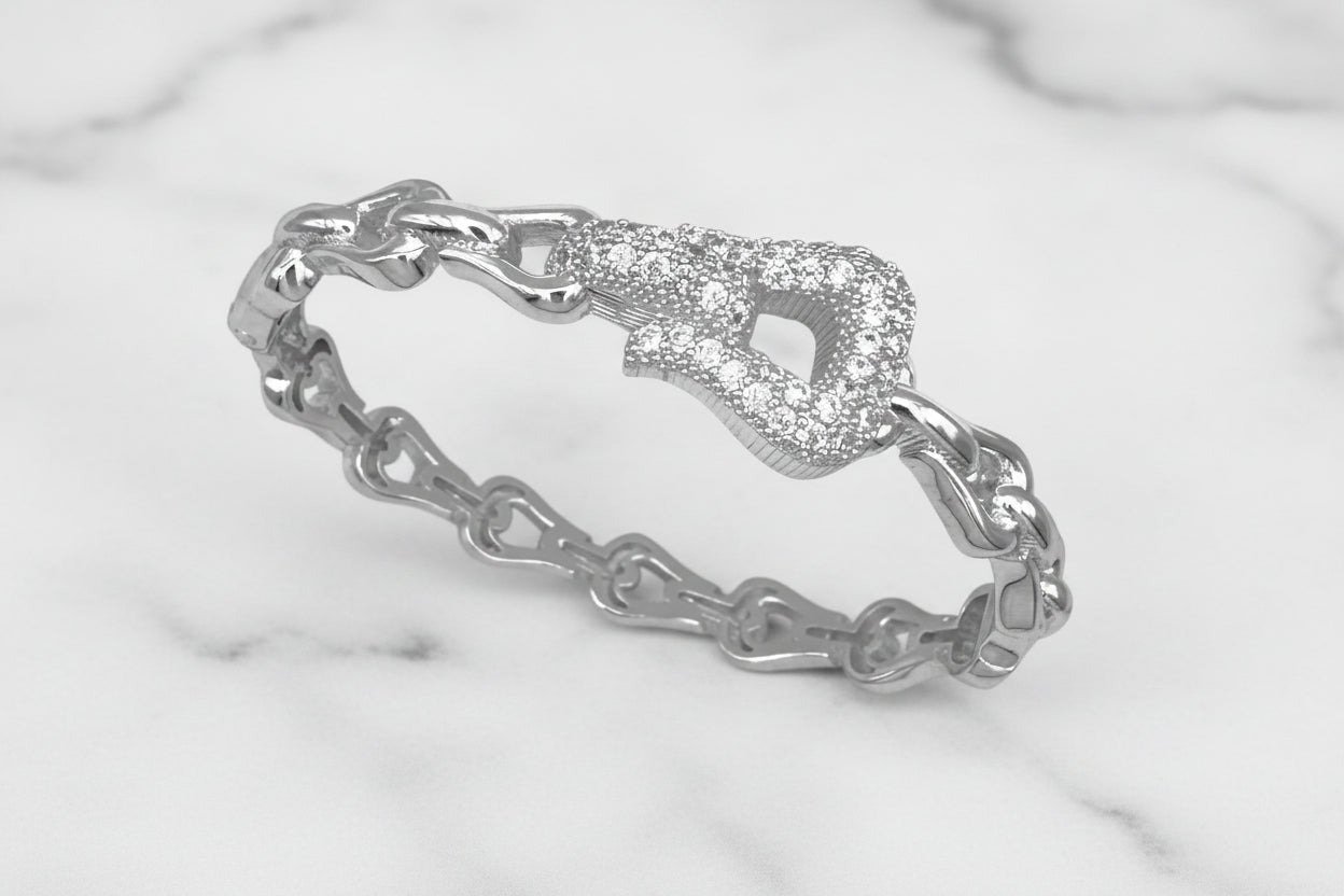 Pave Buckle Link Bangle