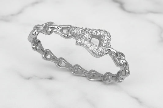 Pave Buckle Link Bangle