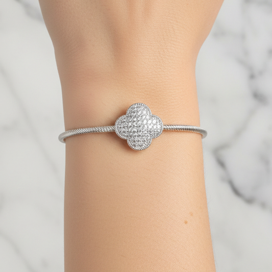 Pave Wire Clover Bangle