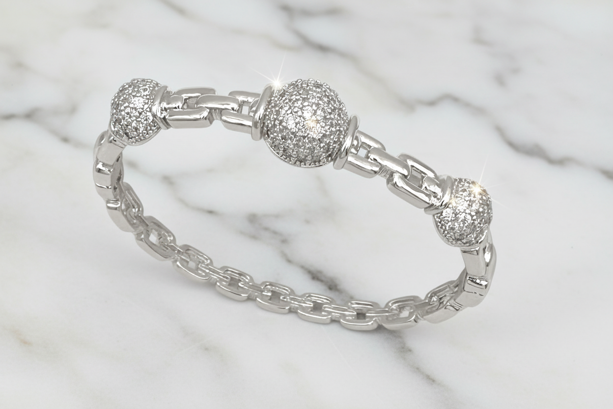 Triple Cabach Pave Bangle