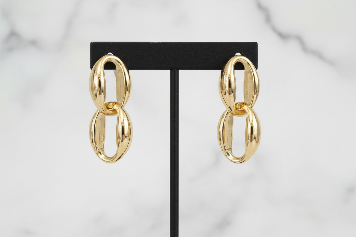 Gold Dangle Link Earring