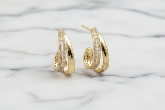 Gold Pave 20mm Earring