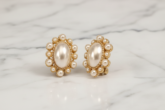 Gold Pearl Clip Earring