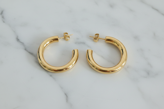 Gold Tube Hoop Earring