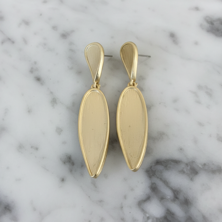 Matte Gold Teardrop Earring