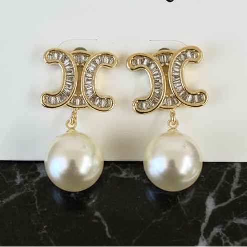 Pearl Drop X CZ Earring
