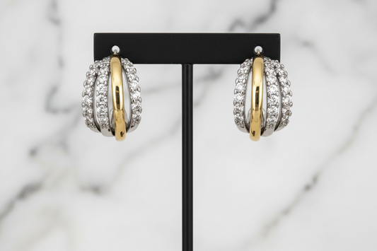 Two Tone Pave Hoop Earring