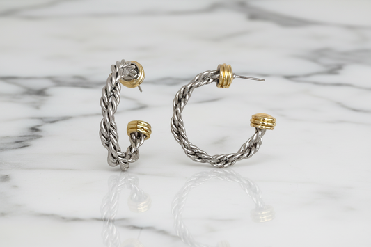Two Tone Twisted Hoop Earring