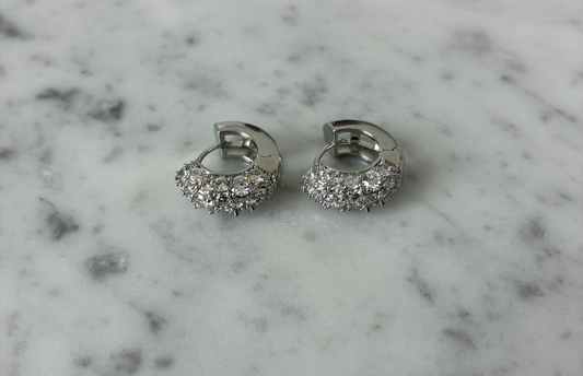 Hoop Half CZ Earring