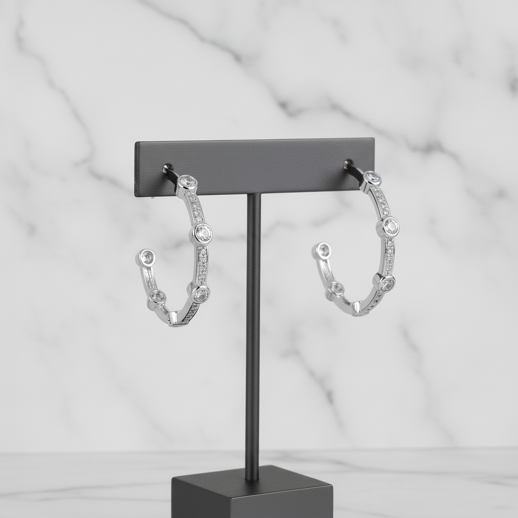 Medium Hoop Earrings w/ CZs