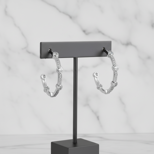 Medium Hoop Earrings w/ CZs