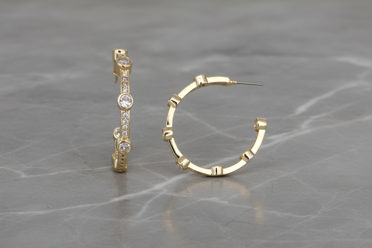 Medium Hoop Earrings w/ CZs