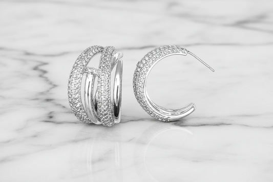 Pave Nail 1" Hoop Earring