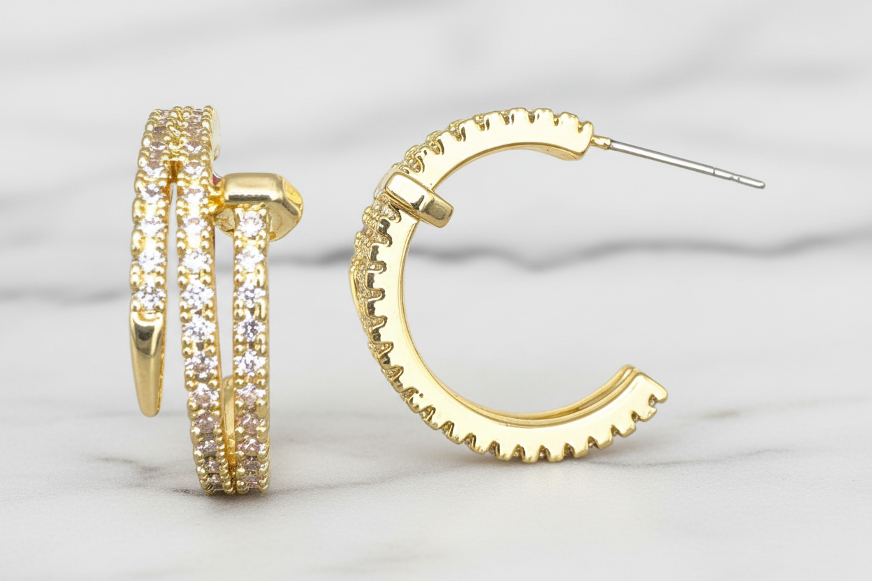 Pave Nail 3/4" Hoop Earring