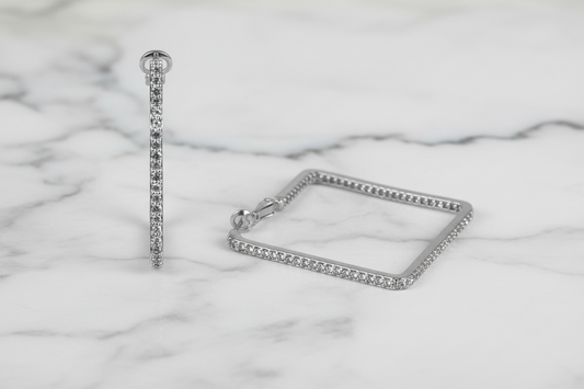 Square CZ Pave Hoop Earring