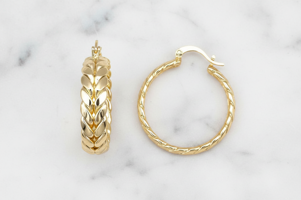 Wheat Circle 1 1/4" Hoop Earring